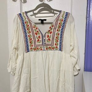 Flowy, floral white dress